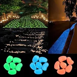 330pcs Glow in The Dark Pebbles Stone Garden Walkway Decor Outdoor Bulk Fish Tank Aquarium Glow Decorations Gravel Rocks (Blue Green Orange)-picture-19