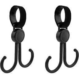 360 Degree Rotatable Multipurpose Dual Hanging Hook for Motorcycle, Bike, Baby Carriage, Walker, Stroller Clip (Black, Pack of 2)-picture-12