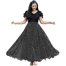 3buddy fashion Printed Georgette Skirt Lehenga || Spandex Lycra Plain Crop Top Choli || Read to Wear Lehenga Choli || Fully Stitched Crop-Top Skirt-picture-48