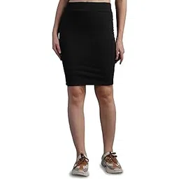 3buddy fashion Women's Casual Pencil Midi Skirt with Elastic Waist Band (17 Inches) || Above Knee Length|| Western Bodycon-picture-19