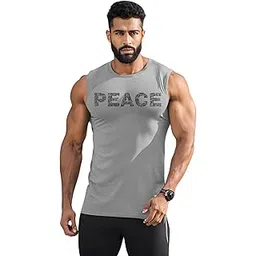 3colors 3Colours RGB Men's Active Wear Sleeveless Tank top, Gym Vest, Leisure wear CCUT-Peace-picture-20
