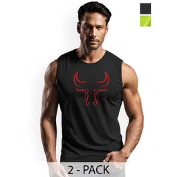 3Colors Pack Of 2 GymVests VEST-2C-CCUT-BLK BULL_GREEN CROSSBEAT_M-picture-35