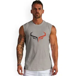 3Colors Printed Round Neck Gym VEST-CCUT-HORN-GREY_M-picture-29