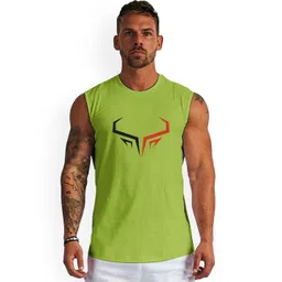 3Colors Printed Round Neck Gym Vest VEST-CCUT-HORN-GREEN_M-picture-20