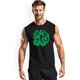3Colors Printed Round Neck Gym Vests VEST-CCUT-TAKEITEASY-BLK_M image 1