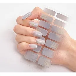 3D Nails Stickers for Women, Girls, Female & Kids Waterproof Nail Art Glittery Luxury Extension Peel Off Self-Adhesive DIY Nails Stickers 14 Tips DQ-01 (Multicolored)-picture-31