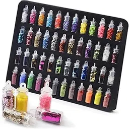 3D Textured Nail Art Glitter Kit | 48 Bottles Nail Art Tool for Nail Decoration, Multicoloured - Set of 48 Bottles-picture-56