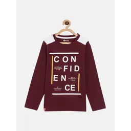 3PIN Boys Maroon & Off White Typography Printed T-shirt-picture-43