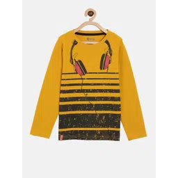 3PIN Boys Mustard Yellow Striped Pure Cotton T-shirt-picture-32