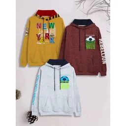 3PIN Boys Pack of 3 Printed Cotton Hooded Sweatshirt-picture-37
