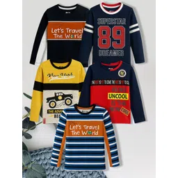 3PIN Boys Pack of 5 Graphic Printed Round Neck T-shirts-picture-34