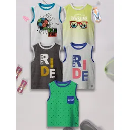 3PIN Boys Pack Of 5 Printed Cotton Basic Innerwear Vests - LEWIS-picture-40