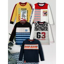 3PIN Boys Pack Of 5 Printed Pure Cotton T-shirts-picture-19