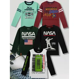 3PIN Boys Pack Of 5 Printed Round Neck Cotton T-shirts-picture-22
