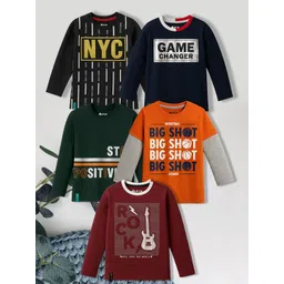 3PIN Boys Pack Of 5 Printed Round Neck Cotton T-shirts-picture-23