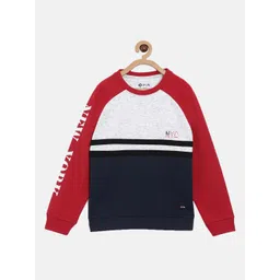 3PIN Boys Red & Navy Blue Colourblocked Cotton Sweatshirt-picture-26