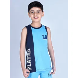 3PIN Boys Typographic Printed Sleeveless Cotton T-Shirt-picture-34