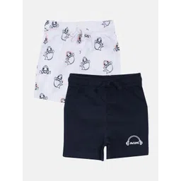 3PIN Boys White & Navy Blue Pack Of 2 Solid Cotton Regular Shorts-picture-16