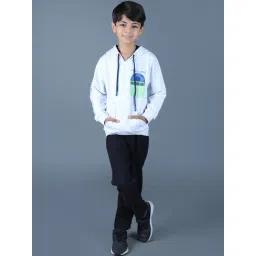 3PIN Boys White Cotton Regular Fit Printed Sweatshirt image 5