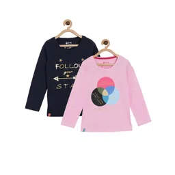 3PIN Girls Pack of 2 Pink & Black Typography Printed T-shirt-picture-20