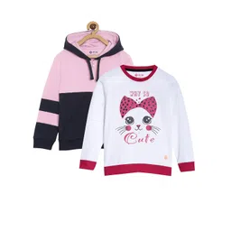 3PIN Girls Pack of 2 Pink Colourblocked Hooded Sweatshirt-picture-14