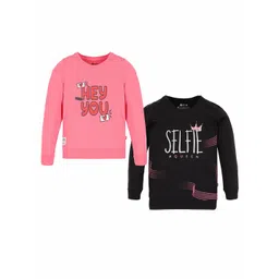 3PIN Girls Pack Of 2 Typography Printed Long Sleeves Cotton Sweatshirt-picture-36