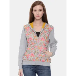 3PIN Grey Cotton Floral Printed Hoodie-picture-42