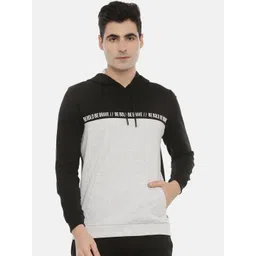 3PIN Men Black& Grey Colourblocked Hooded Sweatshirt-picture-29