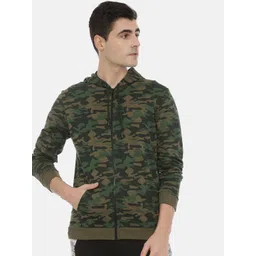 3PIN Men Green Camouflage Printed Hooded Sweatshirt-image-34
