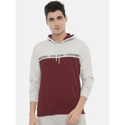 3PIN Men Grey Colourblocked Hooded Sweatshirt-image-33