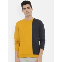 3PIN Men Mustard & Black Colourblocked Sweatshirt-picture-25