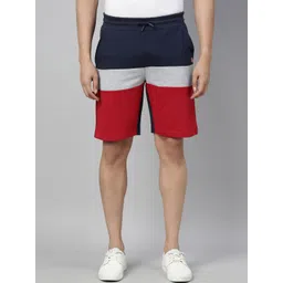 3PIN Men Navy Blue & Red Colourblocked Regular Fit Regular Shorts-picture-16