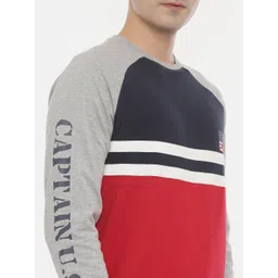 3PIN Men Red Colourblocked Sweatshirt image 2