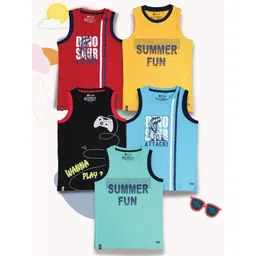 3PIN Pack Of 5 Printed Pure Cotton Boys Basic VestsBENJAMIN-picture-24