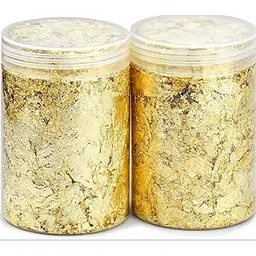 40g Gold Foil Leaf Flakes for Resin Art Gilding Nail Painting Slime Craft Jewelry Making Supplies (Pack of 2-Gold)-picture-14