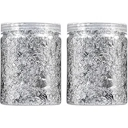 40g Gold Foil Leaf Flakes with Tweezer for Resin Art, Gilding, Nail Art, Slime & Jewelry Making Supplies (Silver)-picture-17