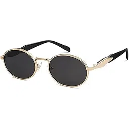 4flaunt essntl Series Retro Oval Ellipse Sunglasses for Men & Women | UV400 Protection | Durable, Stylish & Trending Shades | Stainless Steel Metal Frame-picture-12