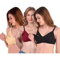 4kays All That Matters! Women Maternity Nursing Feeding Bra - Pack of 3 (Black, Beige, Maroon)-picture-10