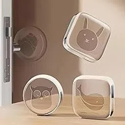 4Pcs Door Bumper Wall Protectors Square Round Silicone Door Stopper for Door Handle Buffer Guard Shock-Absorbent Self Adhesive Cushioning Pad for Door Knob Desk Corner (4 * 4cm, Transparent)-picture-17