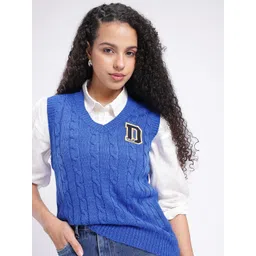 4WRD by Dressberry Embroidered Cable Knit Sweater Vest-picture-38