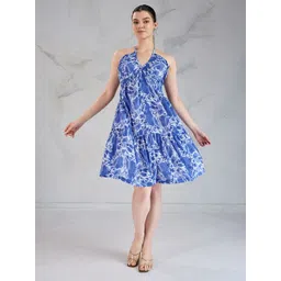 4WRD by Dressberry Printed Halter Neck Cotton Empire Dress-picture-33