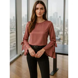 4WRD by Dressberry Women bell Sleeve with Tie Knot Top-picture-21