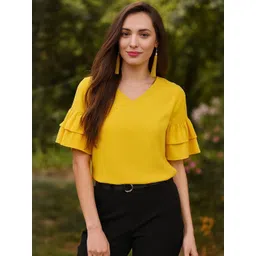 4WRD by Dressberry Women V Neck Flared Sleeves Top-picture-31