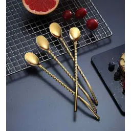 5 needs 6 Pcs Stainless Steel 2-in-1 Straw Cum Spoons with Cleaning Brush (Golden)-picture-29