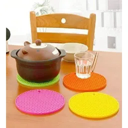 5 needs Silicon Hot Pot Mat,Trivet Mat,Multipurpose Heat Resistance Non-Slip Round Silicon Honeycomb Rubber Hot Pot Pad for Kitchen and Dinning Table Set of-2 (Multicoloured)-picture-21
