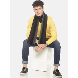 513 Men Black & Grey Striped Muffler image 2