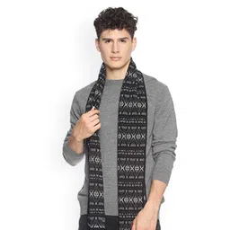 513 Men Black Woven Design knitted Muffler-picture-37