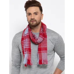 513 Men Blue & Red Checked Woven Muffler-picture-27