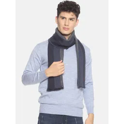 513 Men Navy Blue & Grey Striped Muffler-picture-10