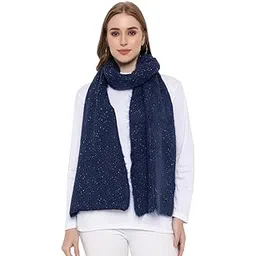 513 Women Acrylic Woolen Solid Plain Casual Warm Winter Wear Luxurious Muffler Scarf Stole,Navy-picture-30